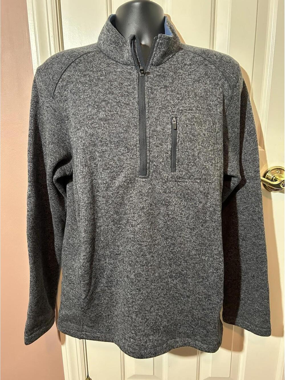 Woolrich 1/4 Zip Pullover Mens Large Mock Neck Sweater Gray Knit